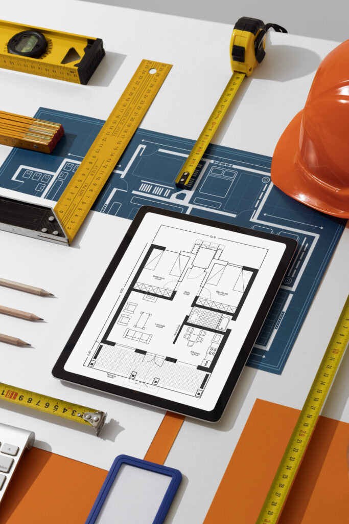 high angle measuring tools still life